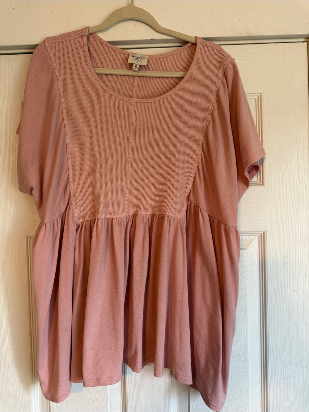 Hayden Dusty Rose Short-Sleeve Peplum Tunic - Hayden